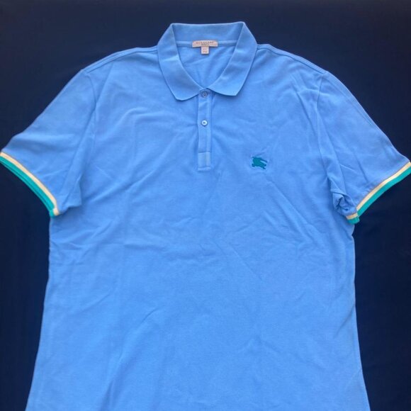 Burberry Brit Men’s Sky Blue Short Sleeve Polo 100% Cotton Embroidered Logo XXL - Picture 1 of 17